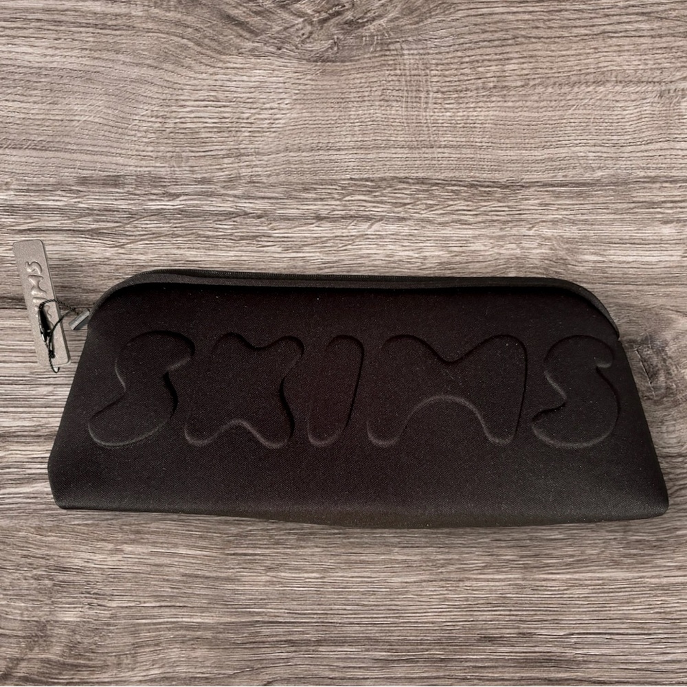 NWT Skims Neoprene Zip Makeup Travel Pouch Black Zipper Bag 13x5